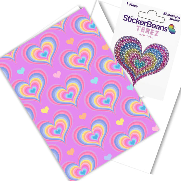 Sticker Beans - Terez Groovy Heart Greeting Card with Sticker - hip-kid