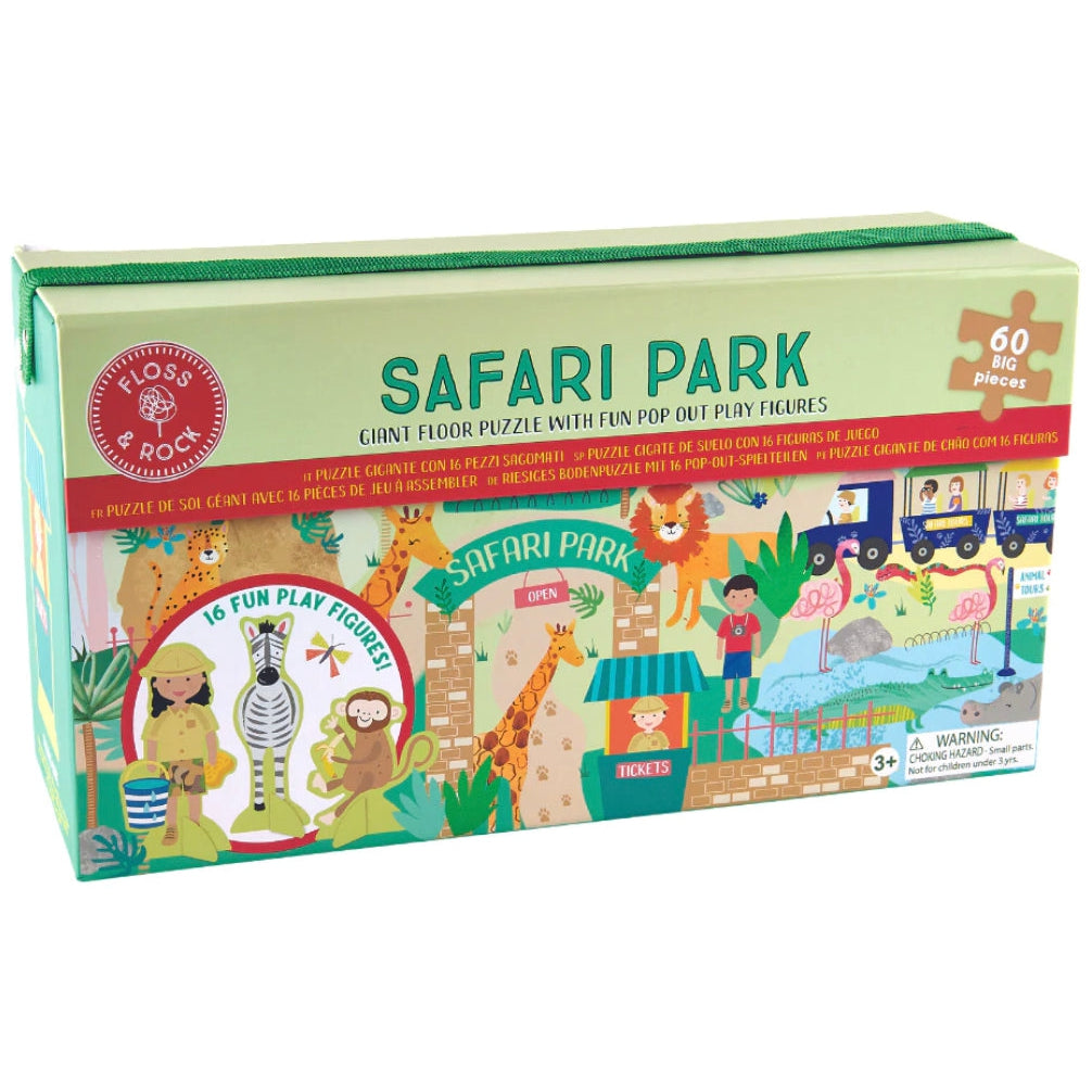 Floss & Rock Safari Park 60 pc Puzzle w/ Figures - hip-kid