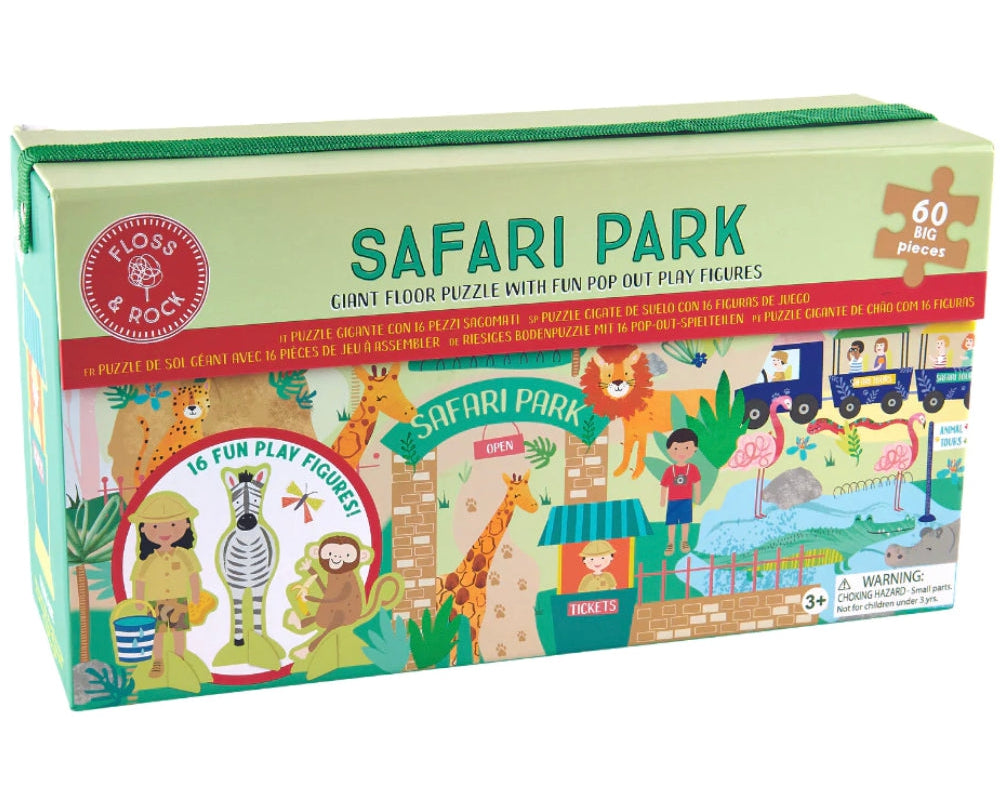 Floss & Rock Safari Park 60 pc Puzzle w/ Figures - hip-kid