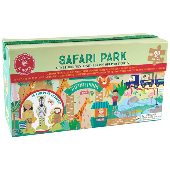 Floss & Rock Safari Park 60 pc Puzzle w/ Figures - hip-kid