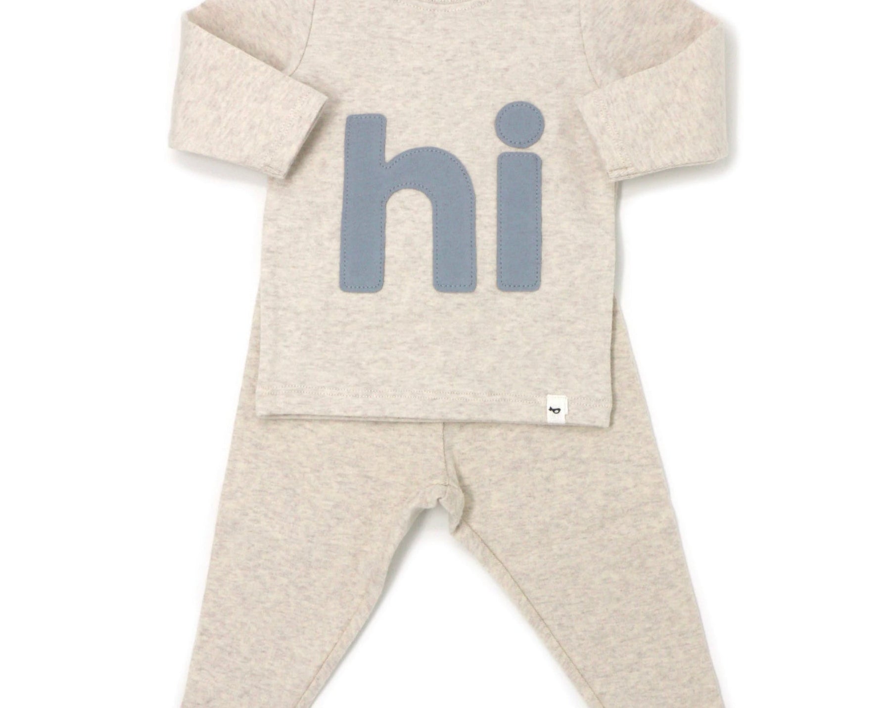Oh Baby - Fog “hi” L/S 2PC Set - Sand - hip-kid