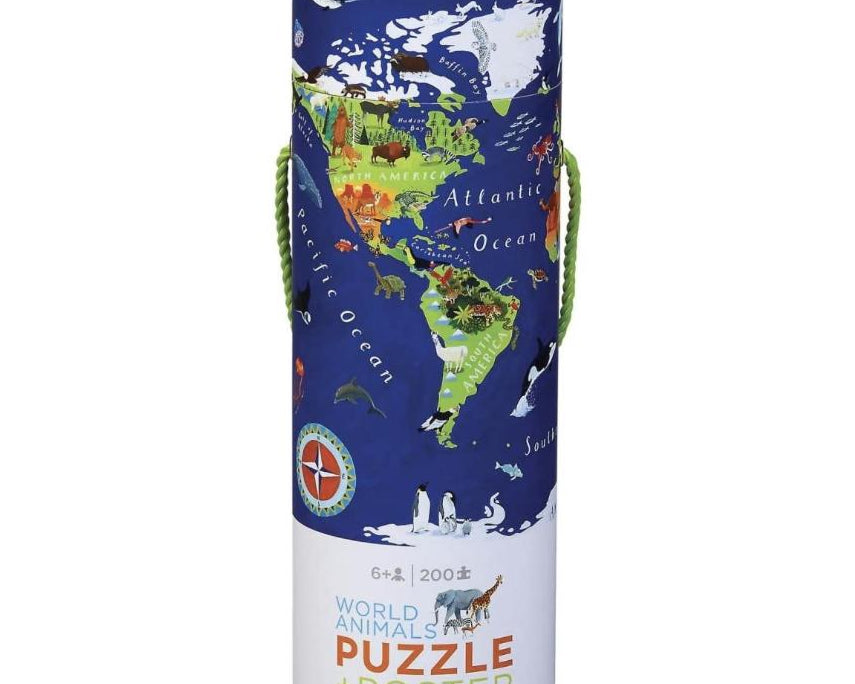 Crocodile Creek World Animals 200 Piece Puzzle & Poster - hip-kid