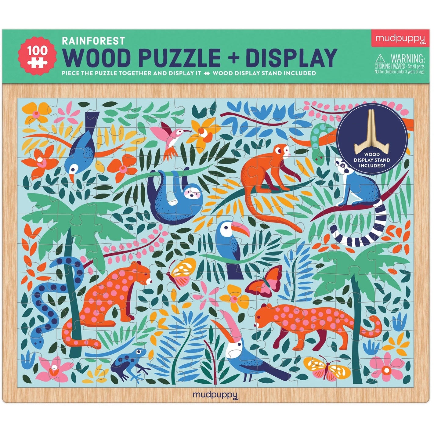Mudpuppy 100 pc Wood Puzzle & Display - Rainforest - hip-kid