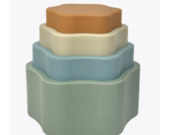 Three Hearts Silicone Flower Stacker - Nectarine - hip-kid