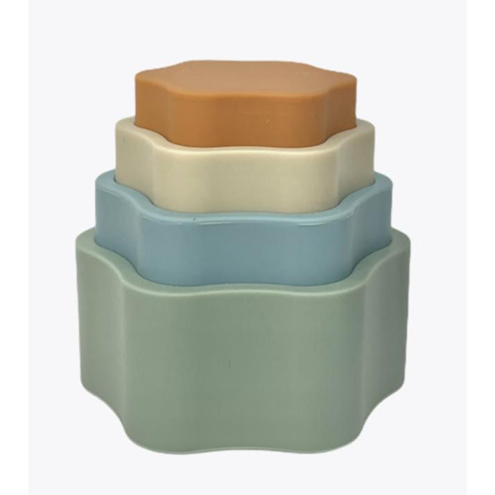 Three Hearts Silicone Flower Stacker - Nectarine - hip-kid