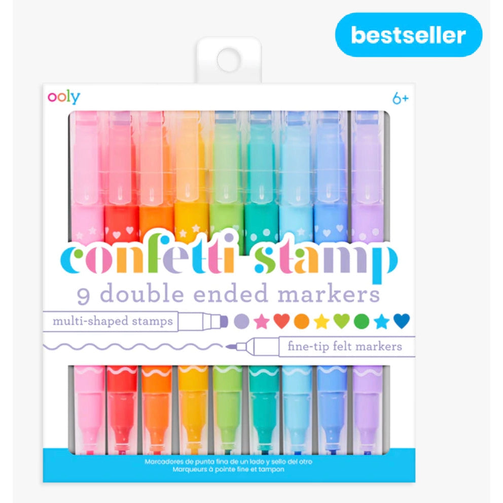 OOLY Confetti Stamp 9 Double Ended Markers - hip-kid