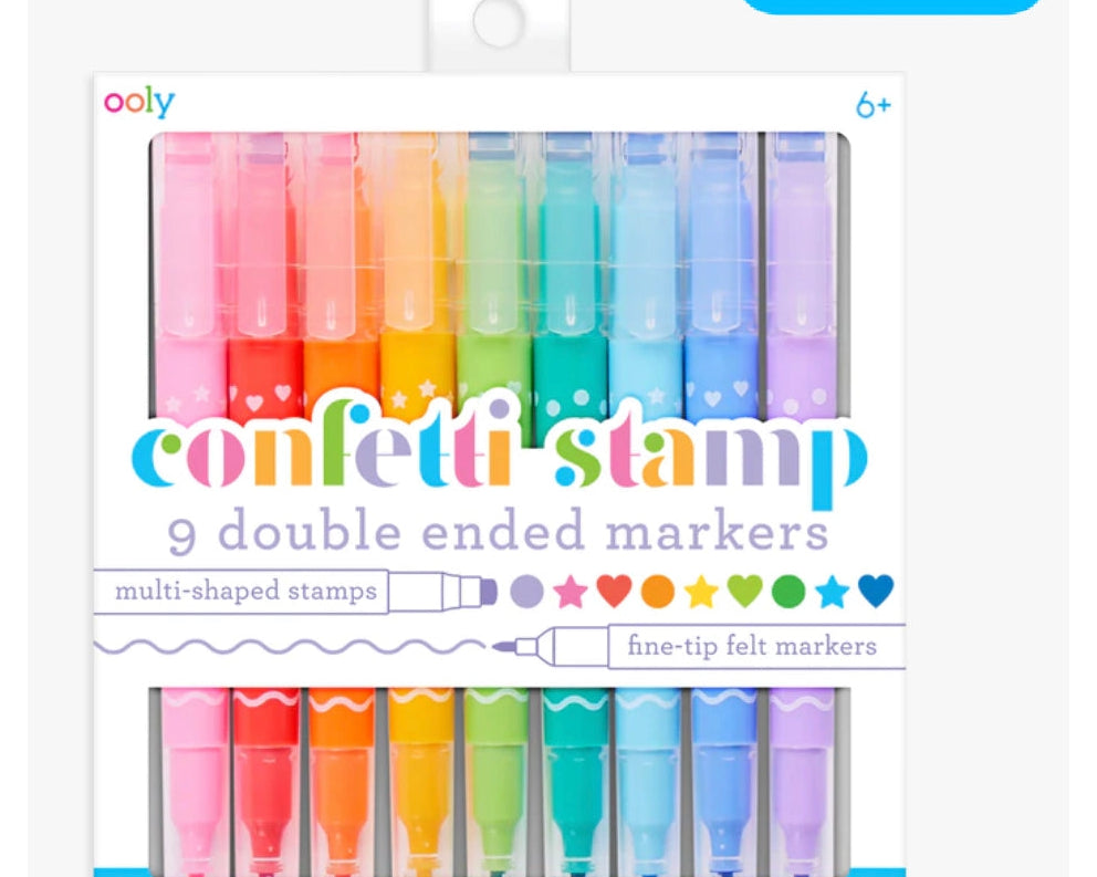 OOLY Confetti Stamp 9 Double Ended Markers - hip-kid