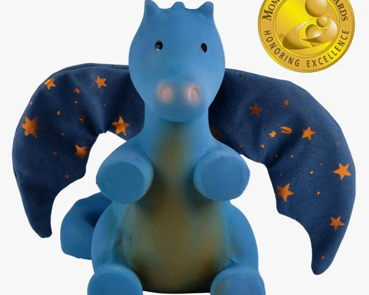 Tikiri Midnight Dragon Organic Natural Rubber Rattle With Crinkle Wings - hip-kid