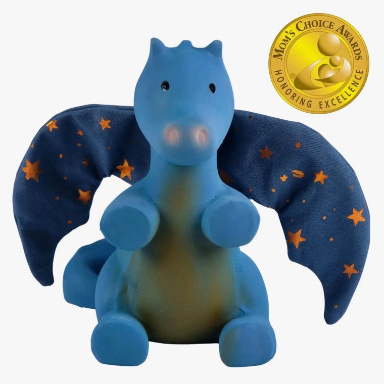Tikiri Midnight Dragon Organic Natural Rubber Rattle With Crinkle Wings - hip-kid