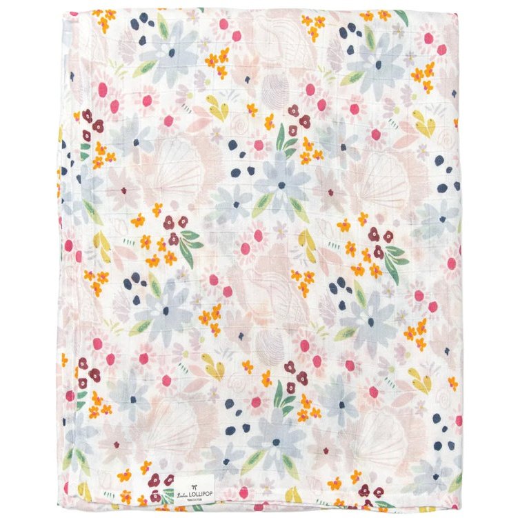 LouLou Lollipop Muslin Swaddle - Shell Floral - hip-kid