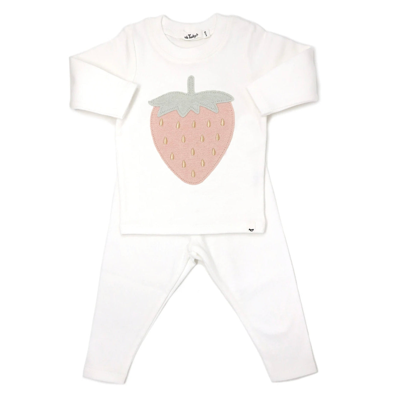 Oh Baby Terry Strawberry L/S 2PC Set - Cream - hip-kid