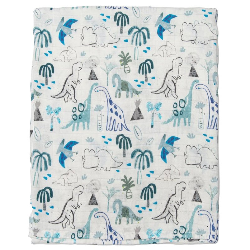 LouLou Lollipop Muslin Swaddle - Dinosaur - hip-kid