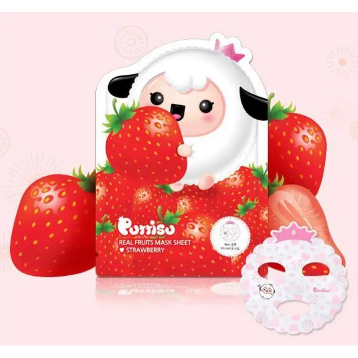 Pittisu Real Fruit Facial Mask Sheets - Strawberry - hip-kid