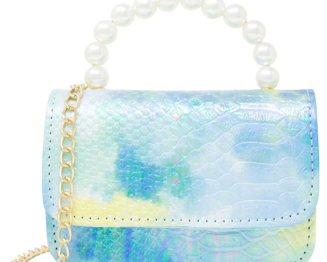 Zomi Gems - Tiny Treats Tie Dye Crocodile Pearl Handle Bag - Blue - hip-kid