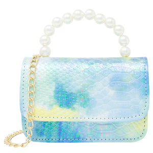 Zomi Gems - Tiny Treats Tie Dye Crocodile Pearl Handle Bag - Blue - hip-kid