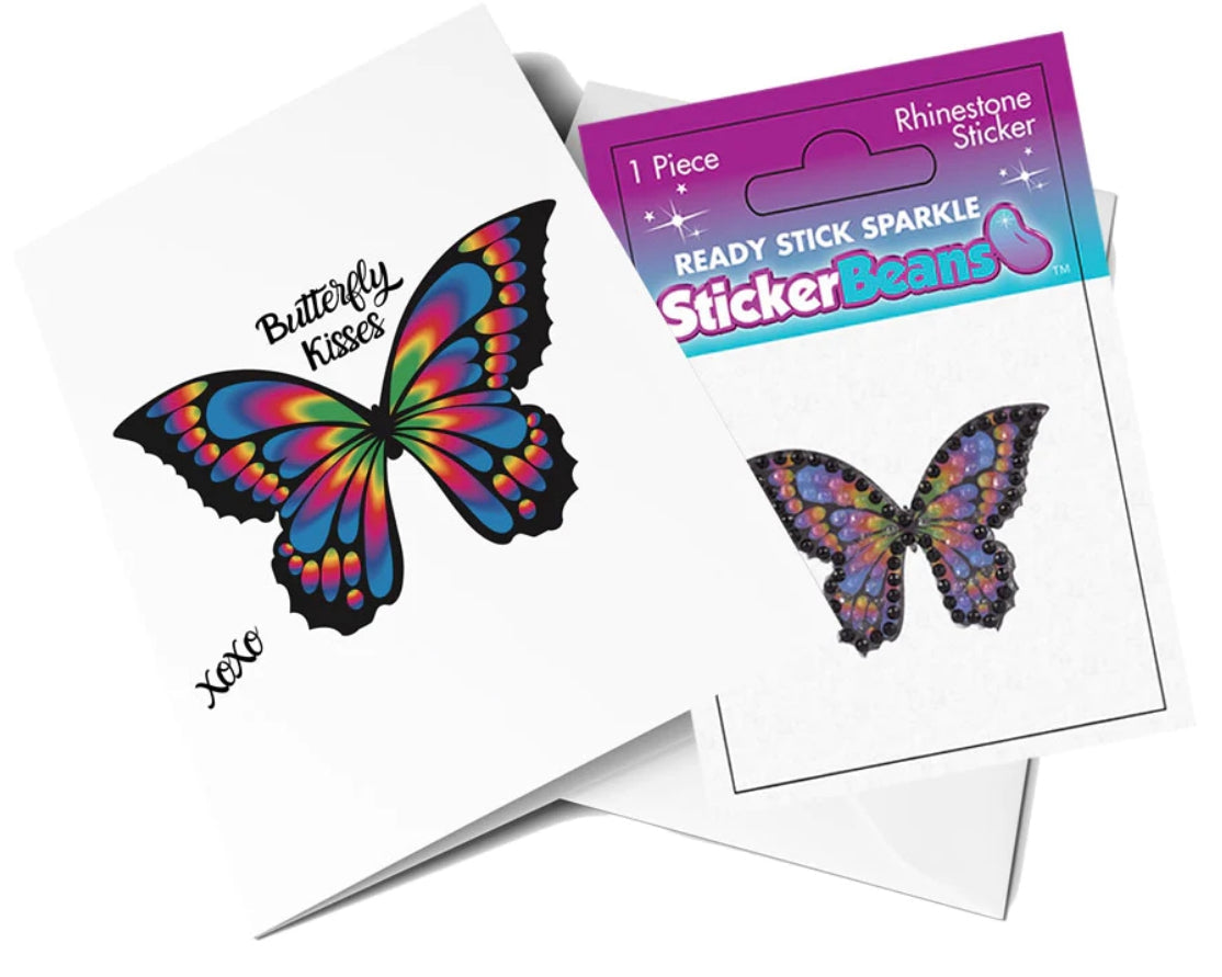 Sticker Beans - Butterfly Kisses Greeting Card w/ Sticker - hip-kid