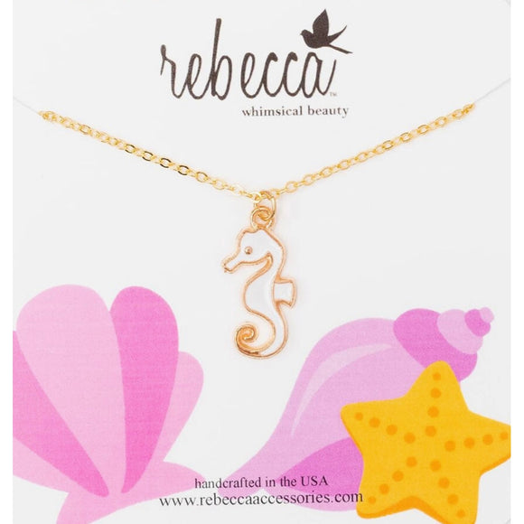 Rebecca Accessories Seahorse Enamel Necklace - hip-kid