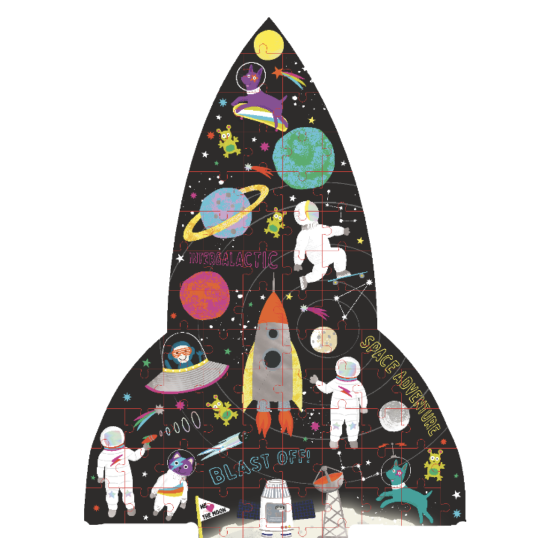 Floss & Rock 80 pc Space Shaped Box Jigsaw Puzzle - hip-kid