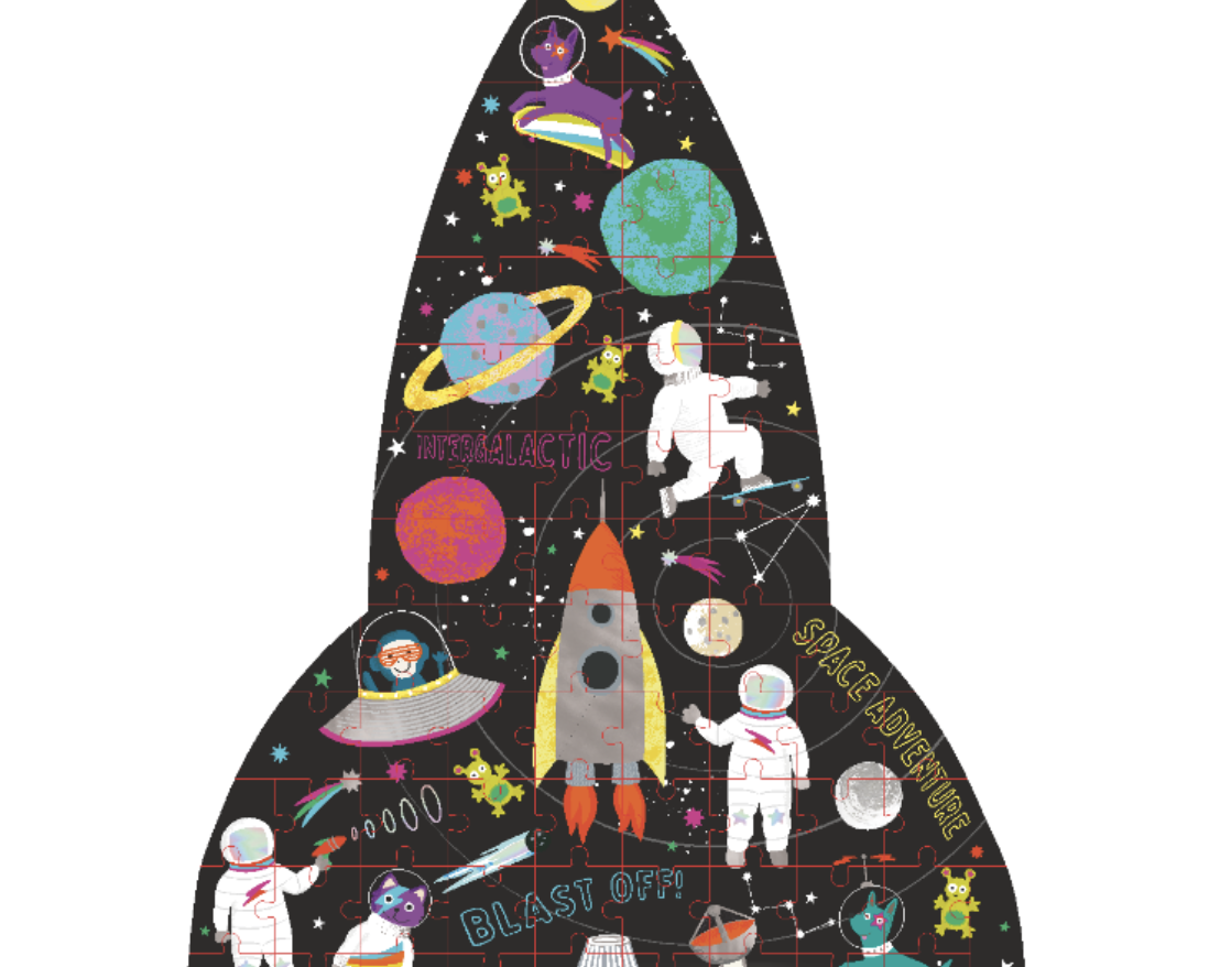 Floss & Rock 80 pc Space Shaped Box Jigsaw Puzzle - hip-kid