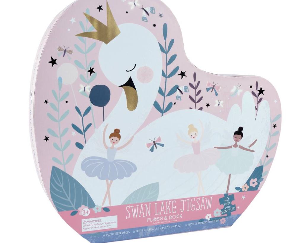 Floss & Rock 40 pc Enchanted Swan Shaped Box Jigsaw Puzzle - hip-kid