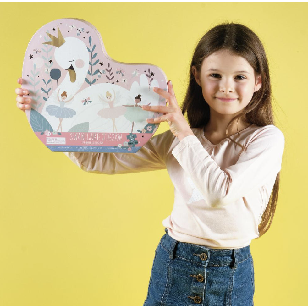 Floss & Rock 40 pc Enchanted Swan Shaped Box Jigsaw Puzzle - hip-kid