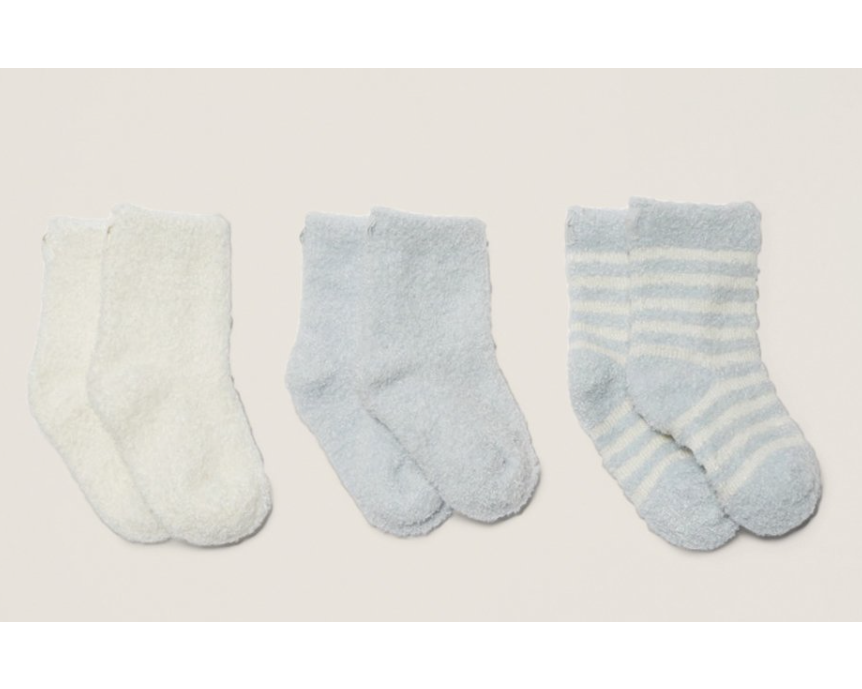 Barefoot Dreams Cozy Chic Lite Infant Sock Set 3 Pack (Blue Pearl) - hip-kid