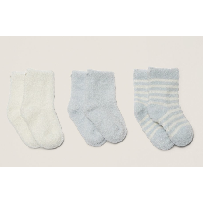 Barefoot Dreams Cozy Chic Lite Infant Sock Set 3 Pack (Blue Pearl) - hip-kid