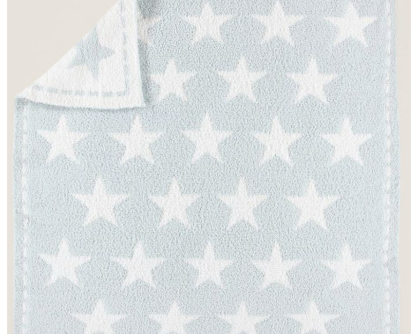 Barefoot Dreams Cozy Chic Dream Receiving Blanket (Aqua Ice/White Stars) - hip-kid