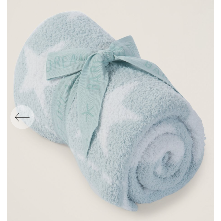 Barefoot Dreams Cozy Chic Dream Receiving Blanket (Aqua Ice/White Stars) - hip-kid