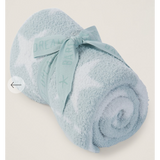 Barefoot Dreams Cozy Chic Dream Receiving Blanket (Aqua Ice/White Stars) - hip-kid