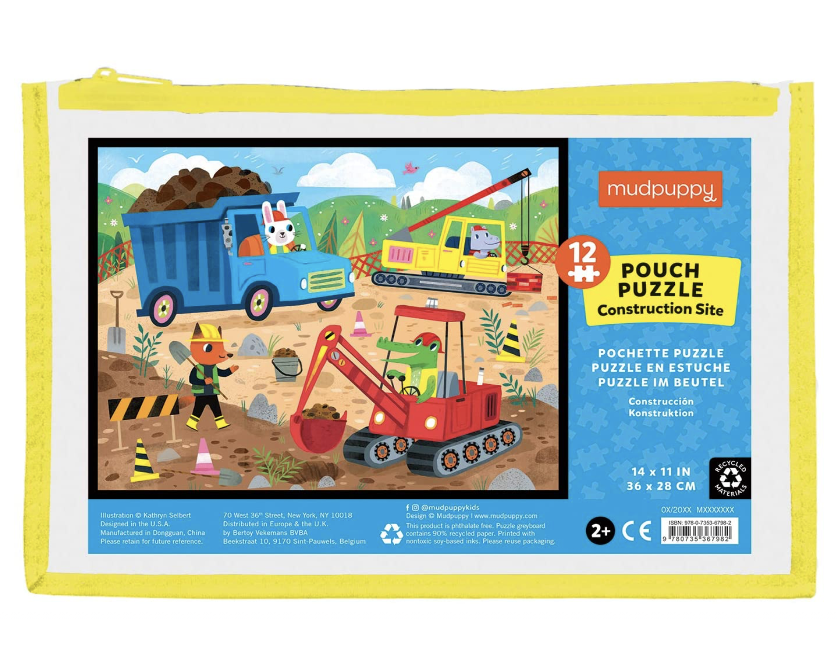 Mudpuppy 12 pc Pouch Puzzle - Construction Site - hip-kid