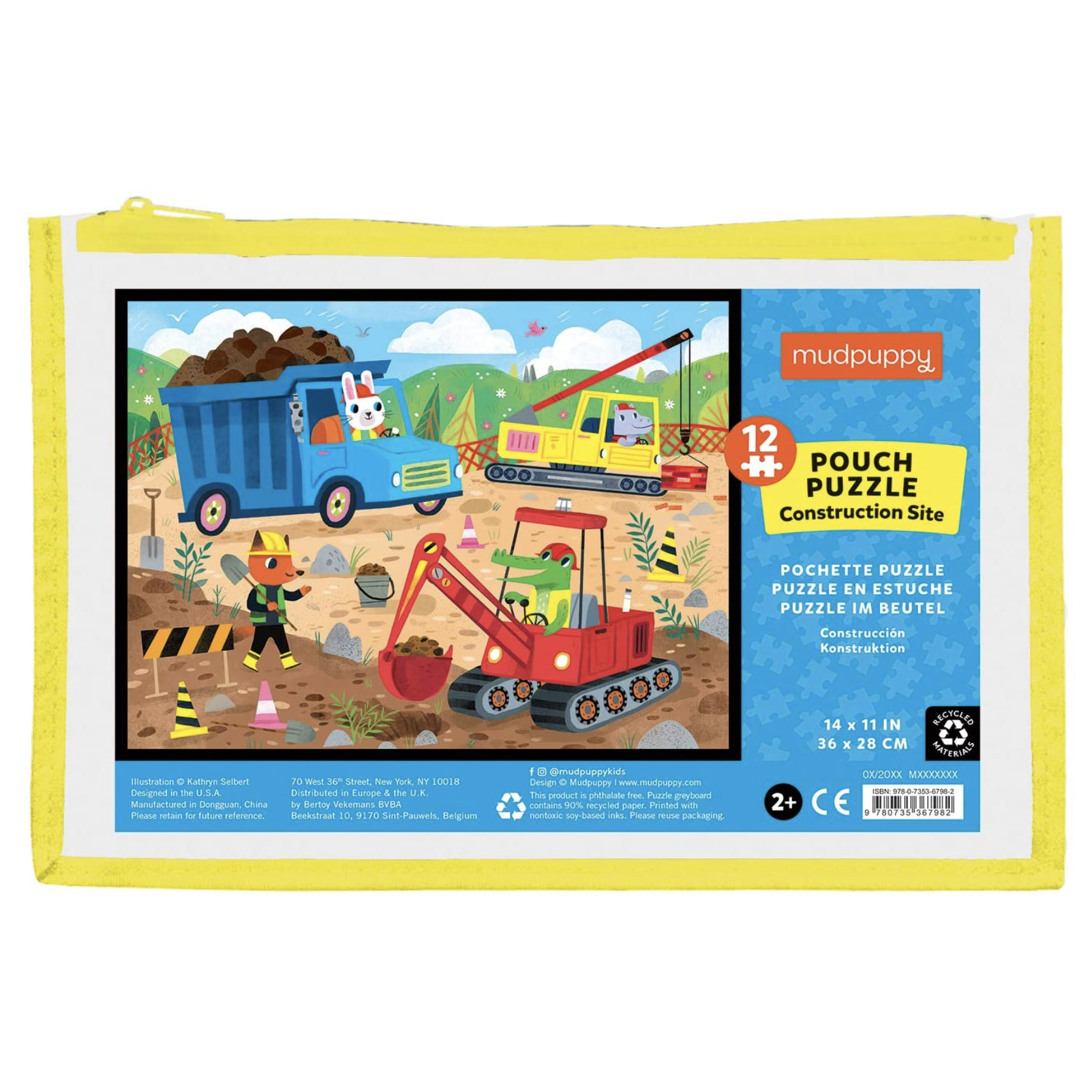 Mudpuppy 12 pc Pouch Puzzle - Construction Site - hip-kid