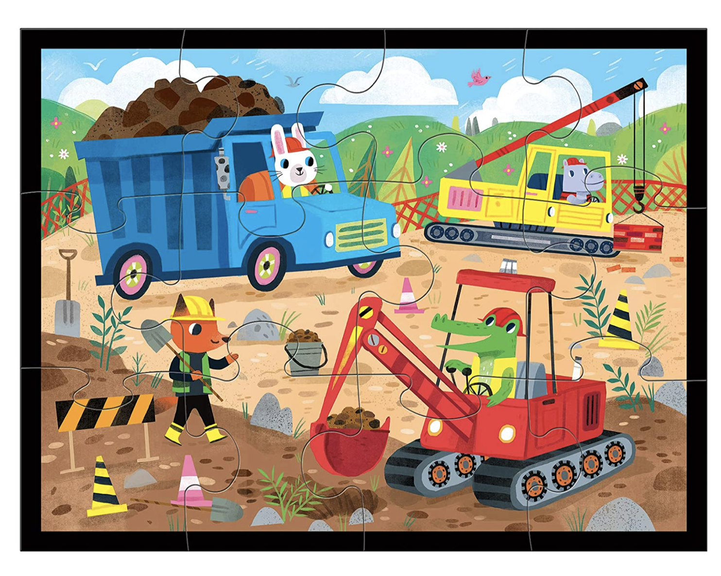 Mudpuppy 12 pc Pouch Puzzle - Construction Site - hip-kid