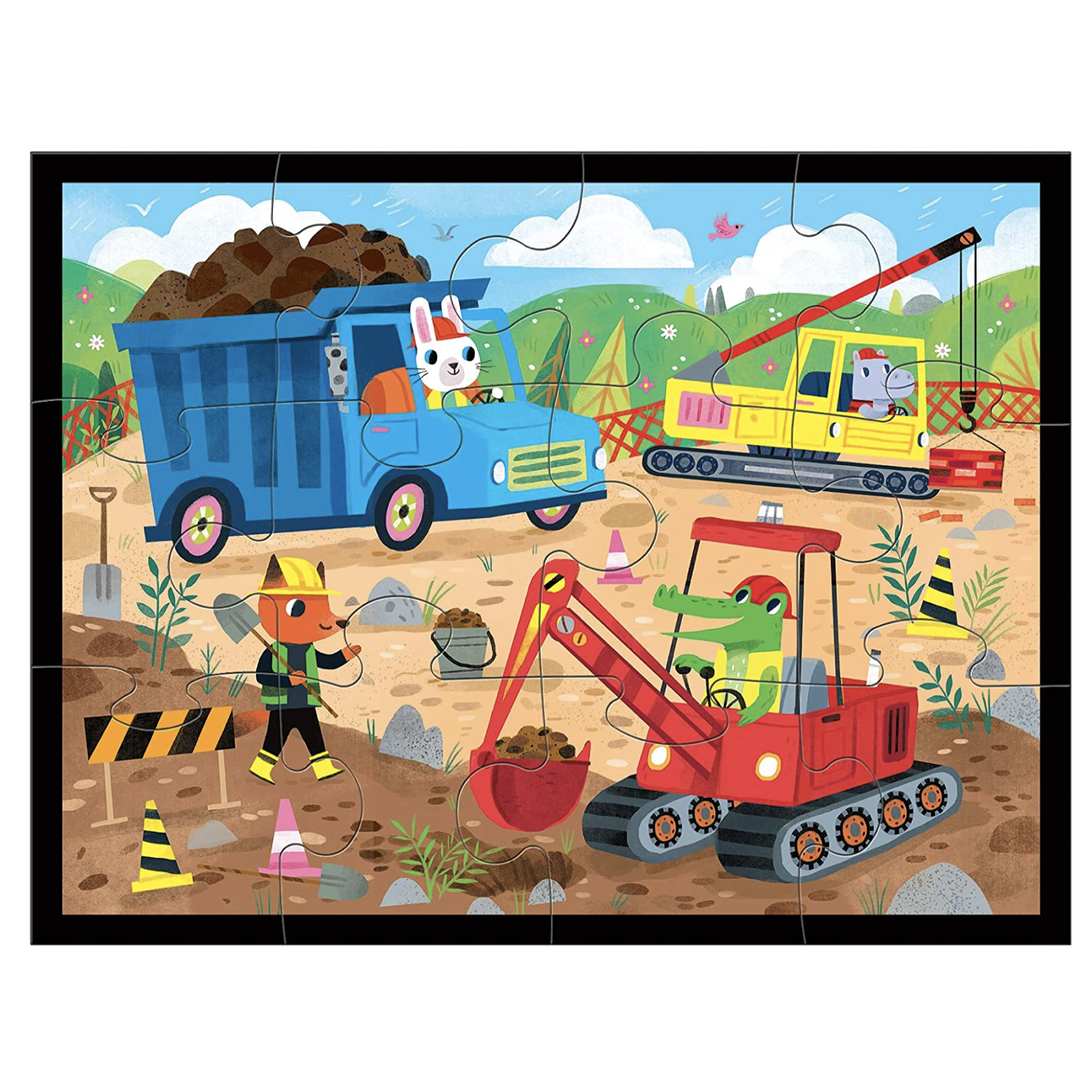 Mudpuppy 12 pc Pouch Puzzle - Construction Site - hip-kid
