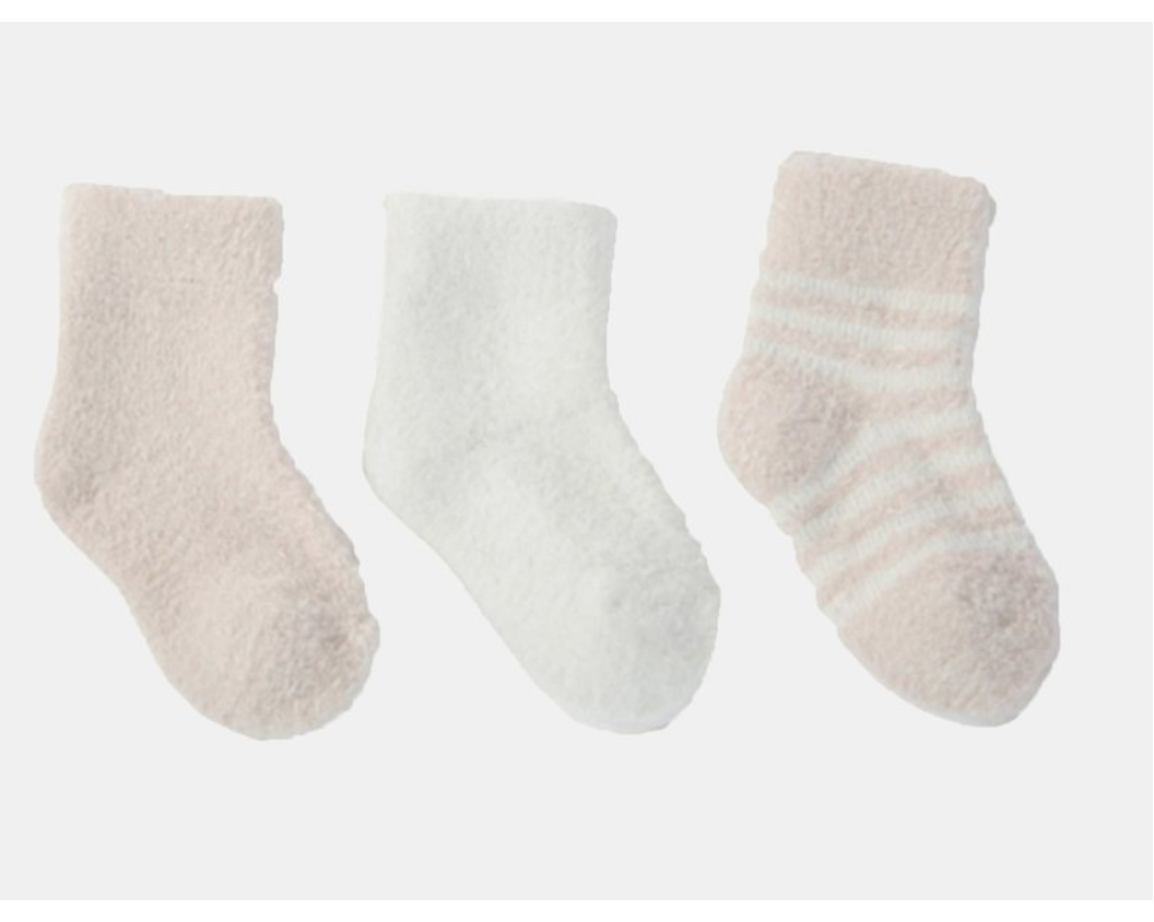 Barefoot Dreams Cozy Chic Lite Infant Sock Set 3 Pack (Pink Pearl) - hip-kid