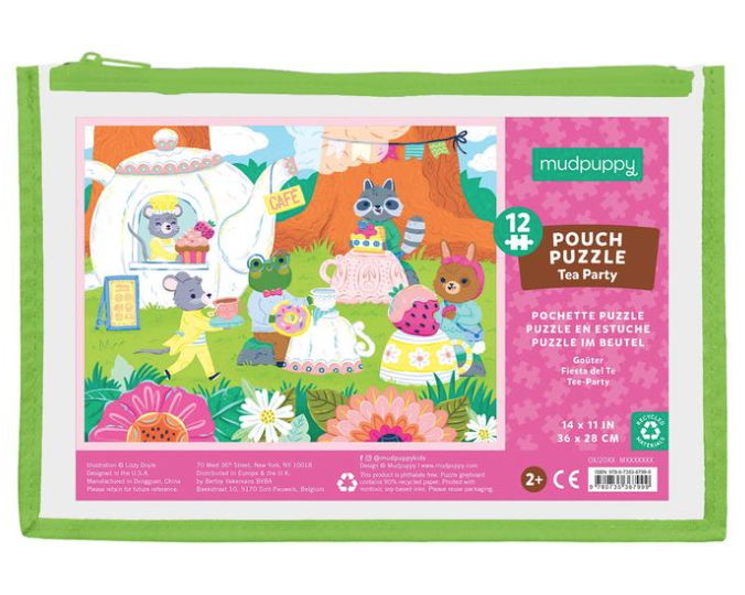 Mudpuppy 12PC Puzzle Pouch - Tea Party - hip-kid