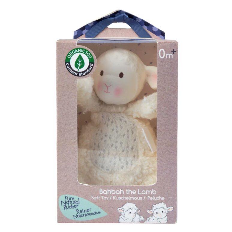Tikiri Bahbah the Lamb Baby Soft Toy w/ Natural Rubber Teether - hip-kid