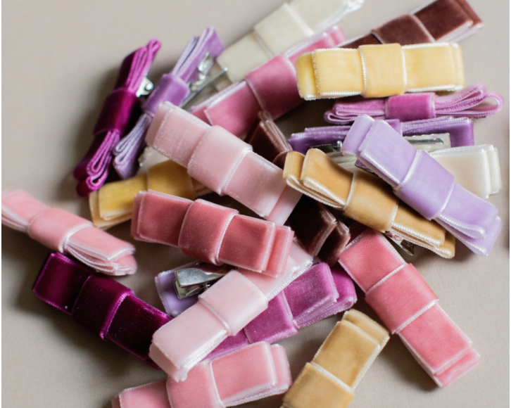 Three Hearts Vanessa Velvet Hair Clip - hip-kid