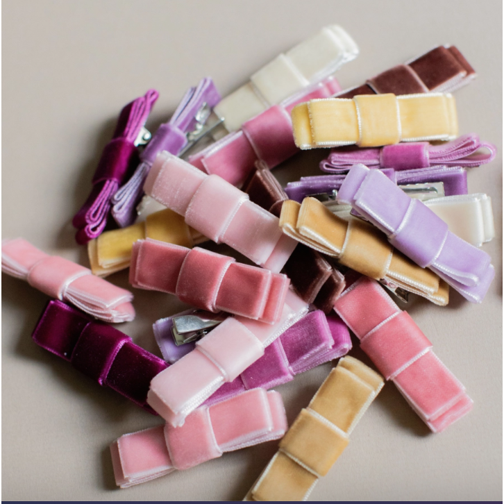 Three Hearts Vanessa Velvet Hair Clip - hip-kid