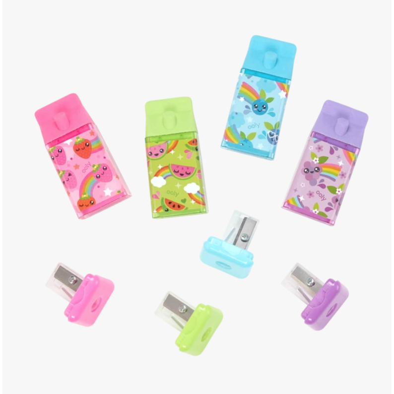 OOLY Lil' Juicy Box Scented Erasers + Sharpener - hip-kid
