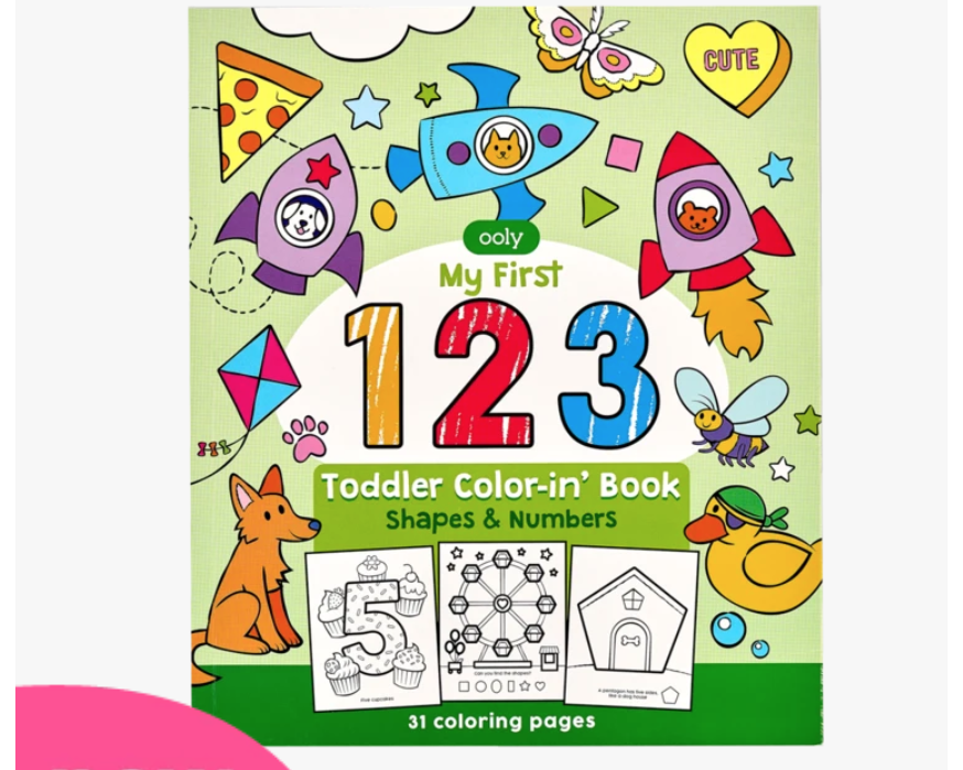 OOLY 123: Shapes & Numbers Toddler Color-in' Book - hip-kid
