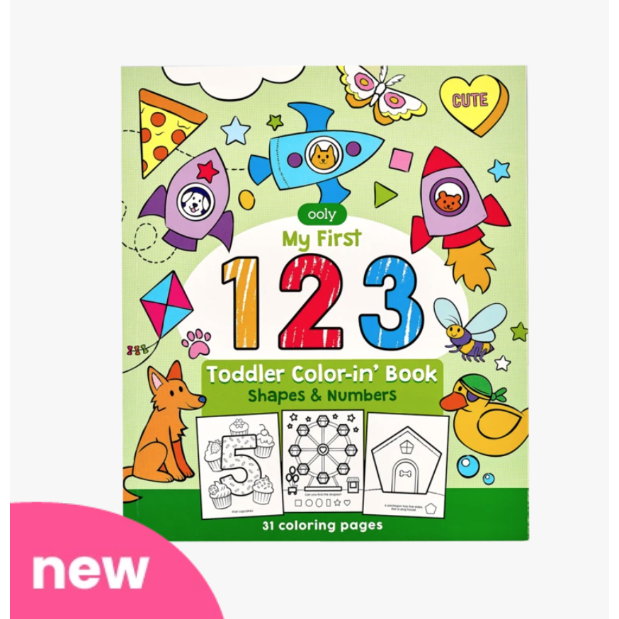 OOLY 123: Shapes & Numbers Toddler Color-in' Book - hip-kid
