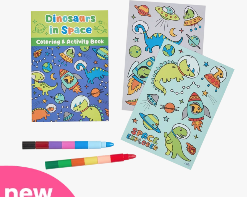 OOLY Mini Traveler Dinosaurs in Space Coloring & Activity Kit - hip-kid
