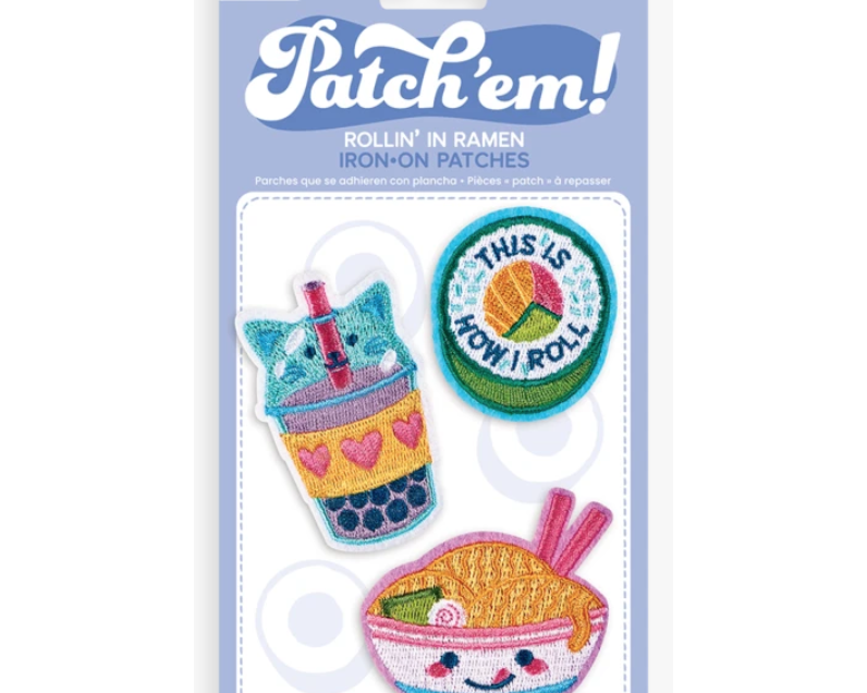 OOLY Patch `em! Iron On Patches - Rollin' in Ramen - hip-kid