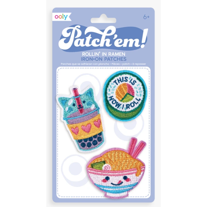 OOLY Patch `em! Iron On Patches - Rollin' in Ramen - hip-kid