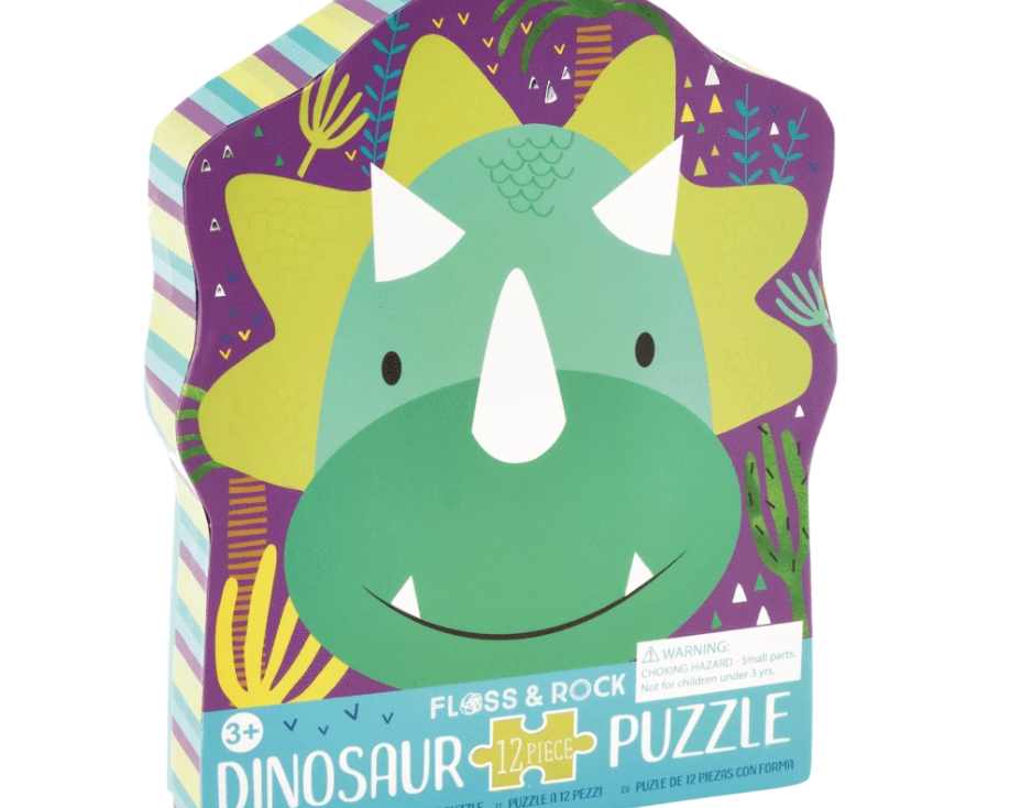 Floss and Rock Dinosaur 12 PC Shaped Jigsaw Puzzle - hip-kid