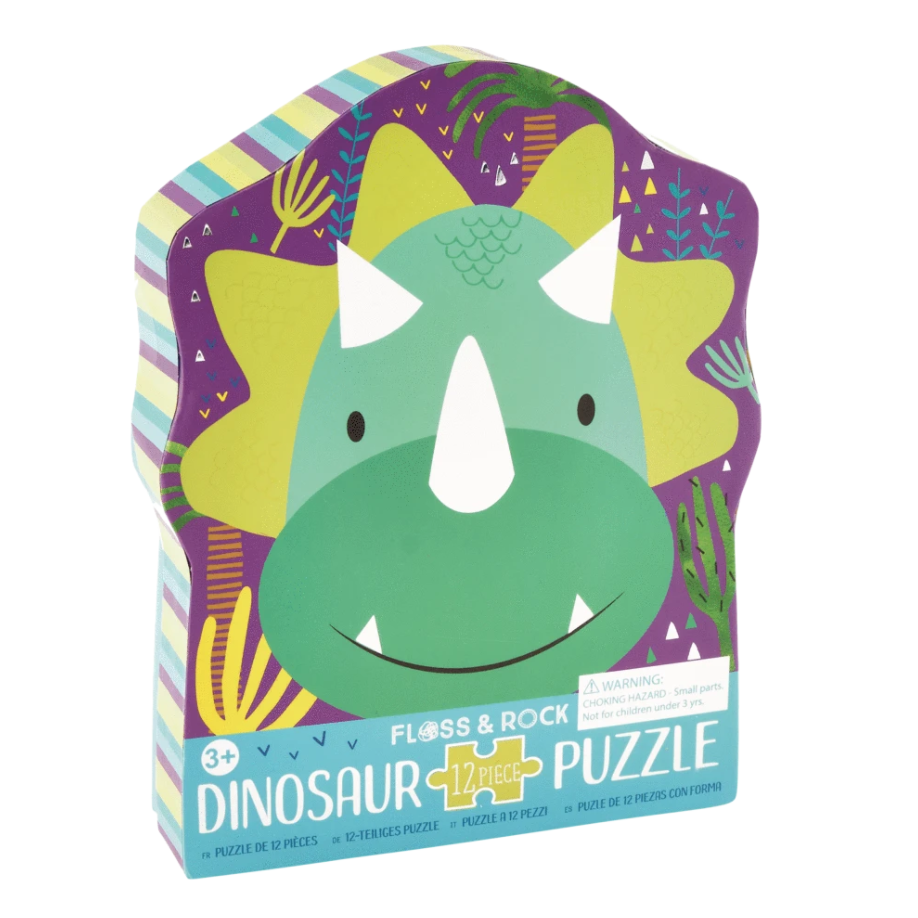 Floss and Rock Dinosaur 12 PC Shaped Jigsaw Puzzle - hip-kid