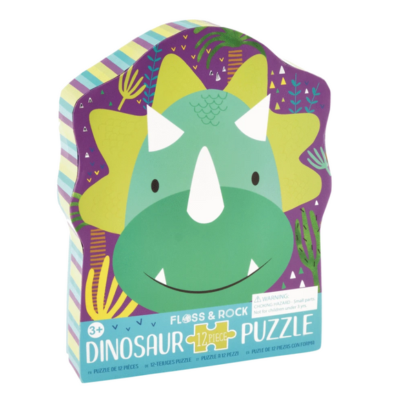 Floss and Rock Dinosaur 12 PC Shaped Jigsaw Puzzle - hip-kid