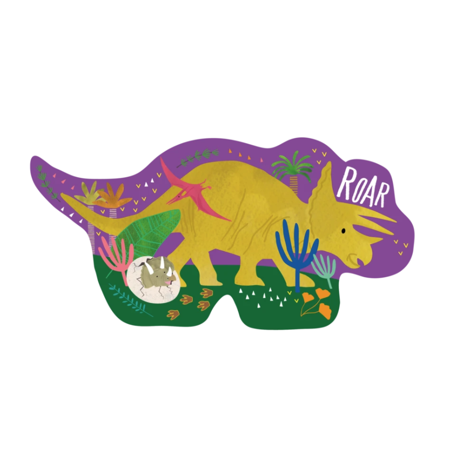 Floss and Rock Dinosaur 12 PC Shaped Jigsaw Puzzle - hip-kid