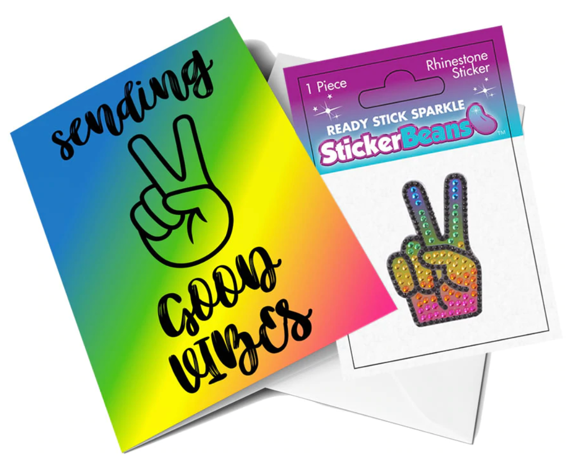 Sticker Beans - Peace Out Greeting Card w/ Sticker - hip-kid
